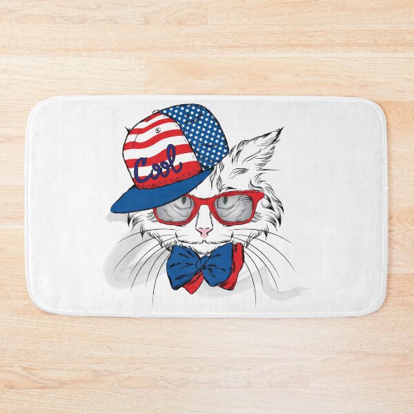 Item preview, El gato lleva un sombrero blanco y gafas de sol ilustradas. designed and sold by azomiross.