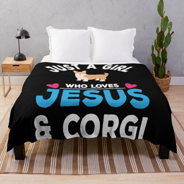 Item preview, Just A Girl Who Loves Jesus and Corgi designed and sold by Mariano Topno.