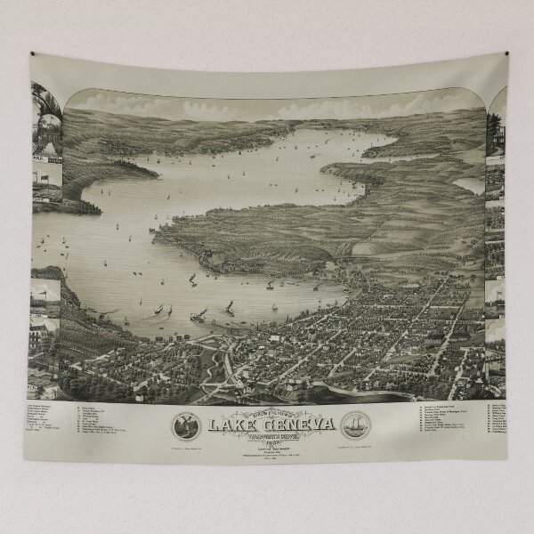 Item preview, Bird's eye view of Lake Geneva, Wisconsin (1882) designed and sold by allhistory.