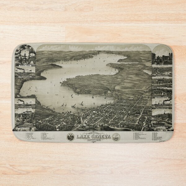 Item preview, Bird's eye view of Lake Geneva, Wisconsin (1882) designed and sold by allhistory.