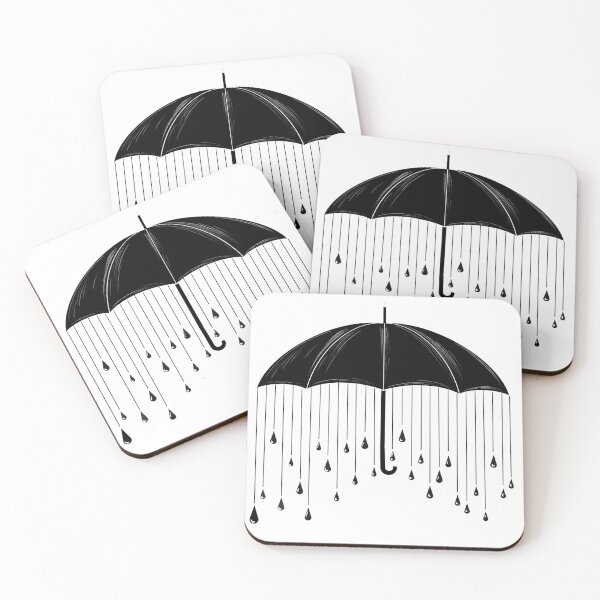 Item preview, Black and White Umbrella with rain droplets falling from Open Umbrella designed and sold by emassketches.