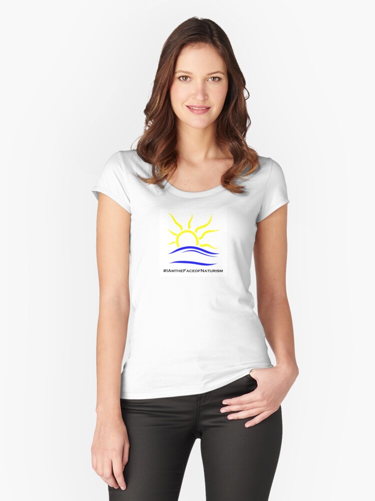 Thumbnail 1 of 3, Fitted Scoop T-Shirt, I am the Face of Naturism sticker designed and sold by Naturist-Symbol.