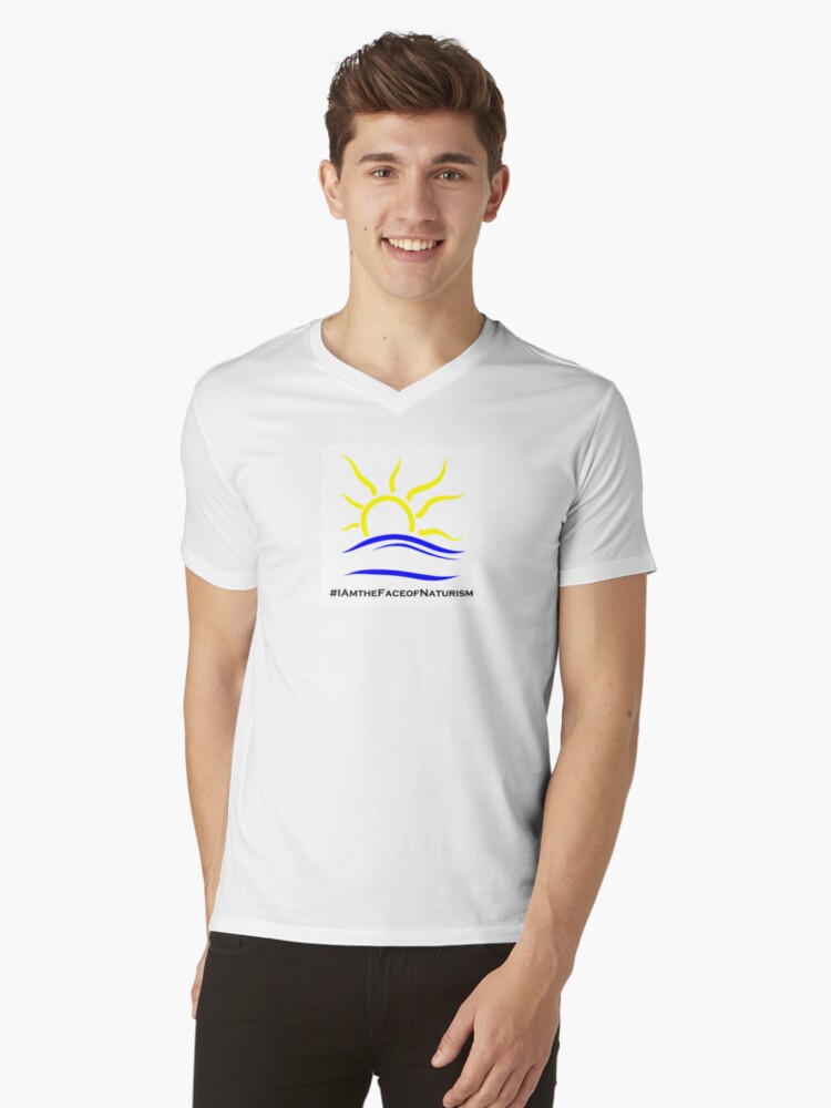 Thumbnail 1 of 3, V-Neck T-Shirt, I am the Face of Naturism sticker designed and sold by Naturist-Symbol.