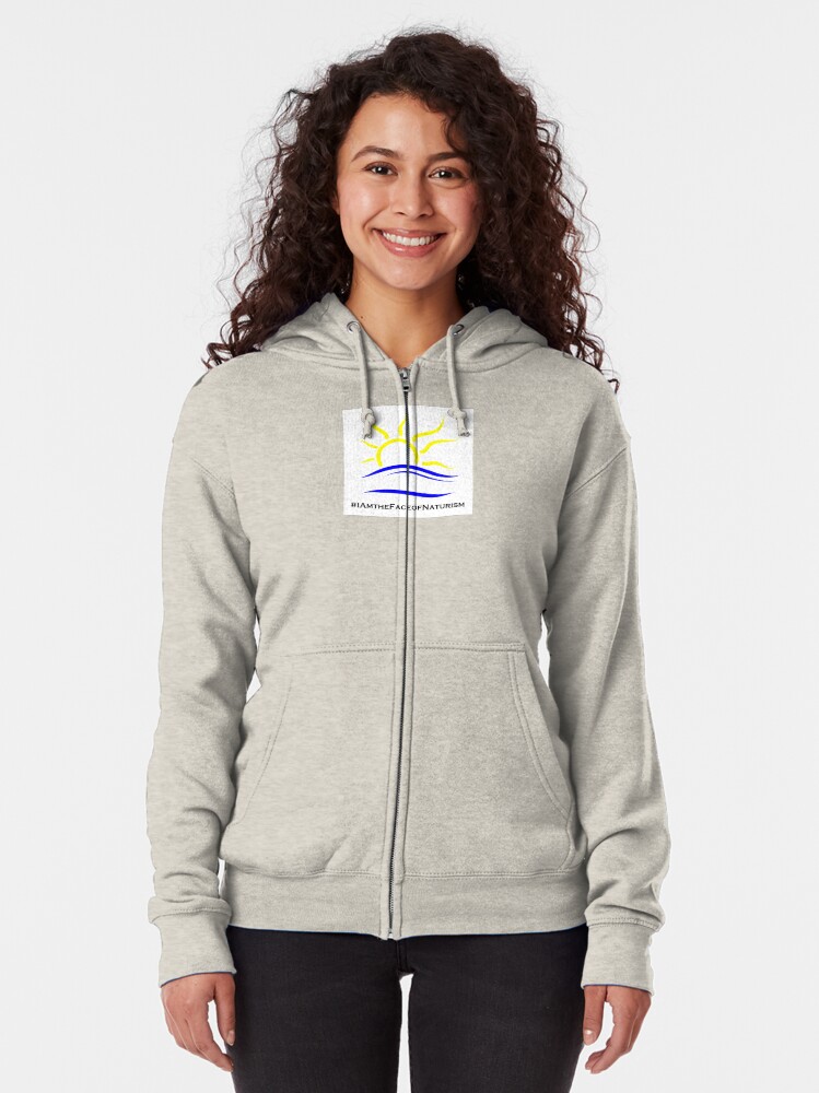 Thumbnail 2 of 5, Zipped Hoodie, I am the Face of Naturism sticker designed and sold by Naturist-Symbol.