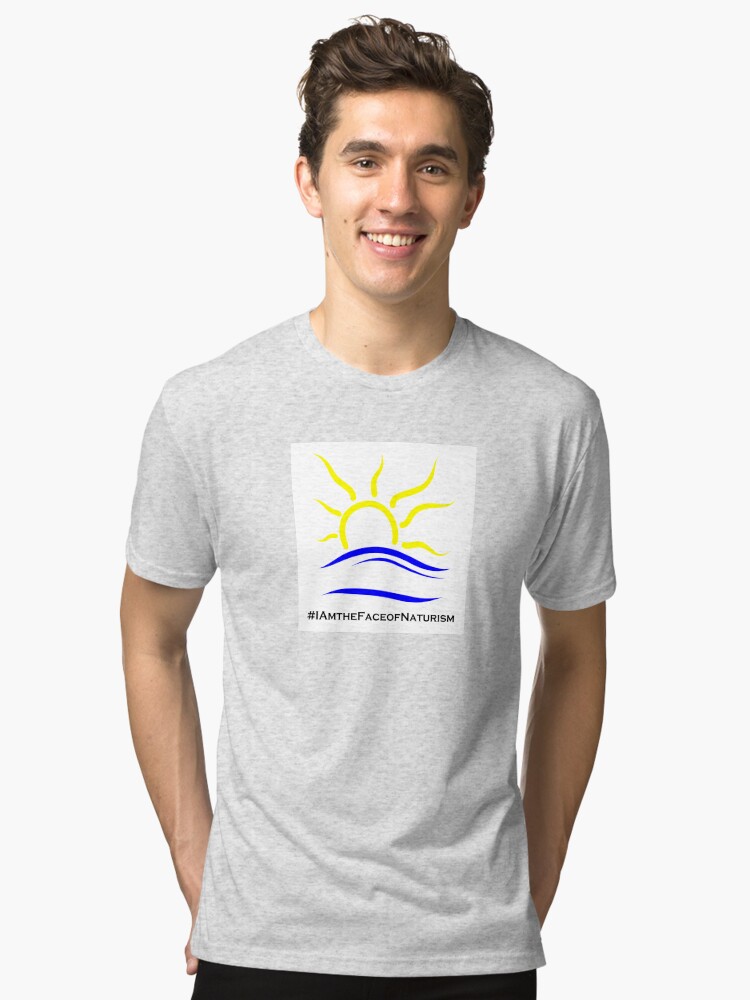 Thumbnail 1 of 7, Tri-blend T-Shirt, I am the Face of Naturism sticker designed and sold by Naturist-Symbol.