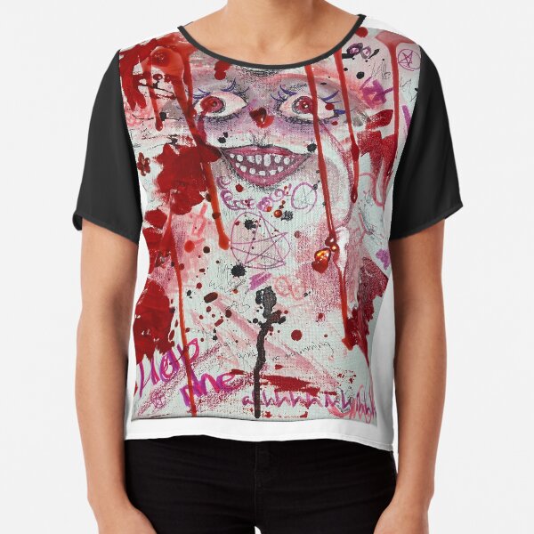 Colorful Red Abstract Art Chiffon Top