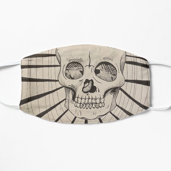 Trippy Skull Line Art Flat Mask