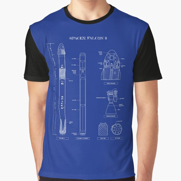 Spacex Nasa Falcon 9 International Space Station Blueprint T Shirt By Bgalaxy Redbubble