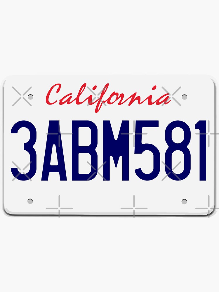 "Mr Wolf license plate: California 3ABM581" Sticker for Sale by
