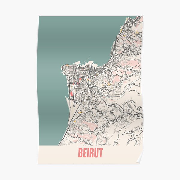Chalk City Map Of Beirut Lebanon Poster
