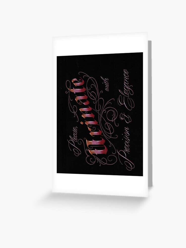 Thumbnail 1 of 2, Greeting Card, “Please Urinate with Precision & Elegance” bathroom sign designed and sold by BlueStarrArt.