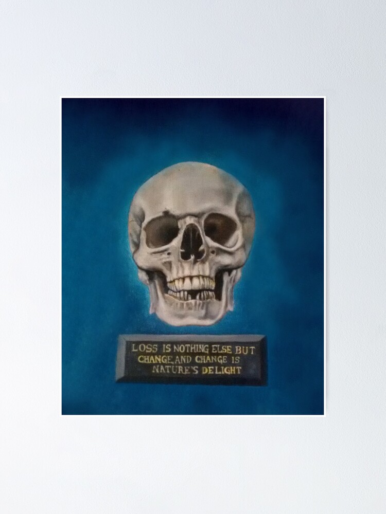 Stoic Skull Oil Painting With Marcus Aurelius Quote About Loss Poster