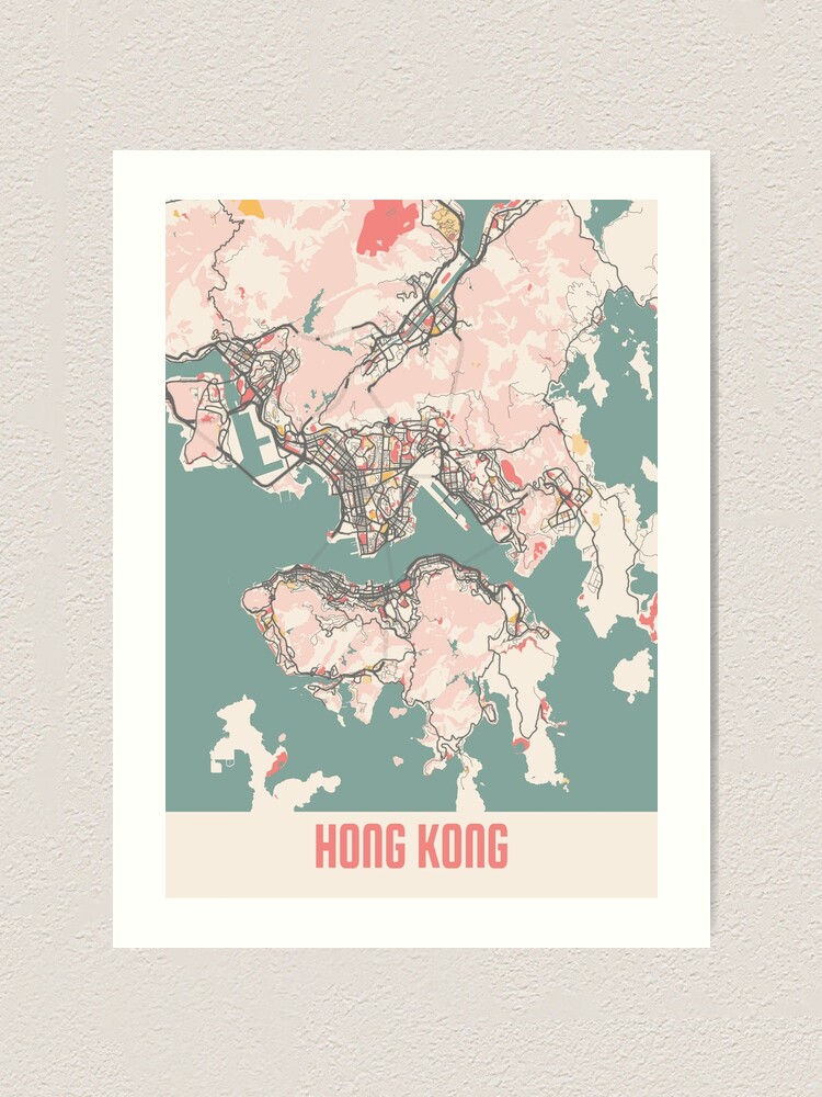 "Chalk City Map Of Hong Kong China" Art Print by Kuotee-Designs | Redbubble
