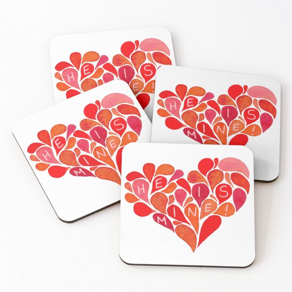 Item preview, Retro heart in watercolor "He Is Mine" in light pink - Valentin - Valentine's Day designed and sold by nabeArtist.