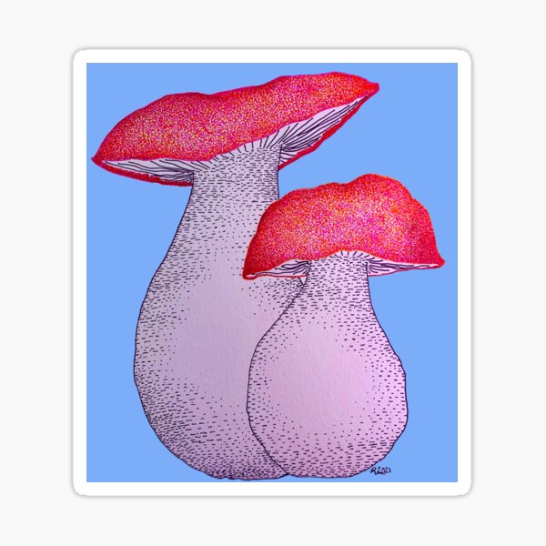Pointillism Mushrooms Sticker
