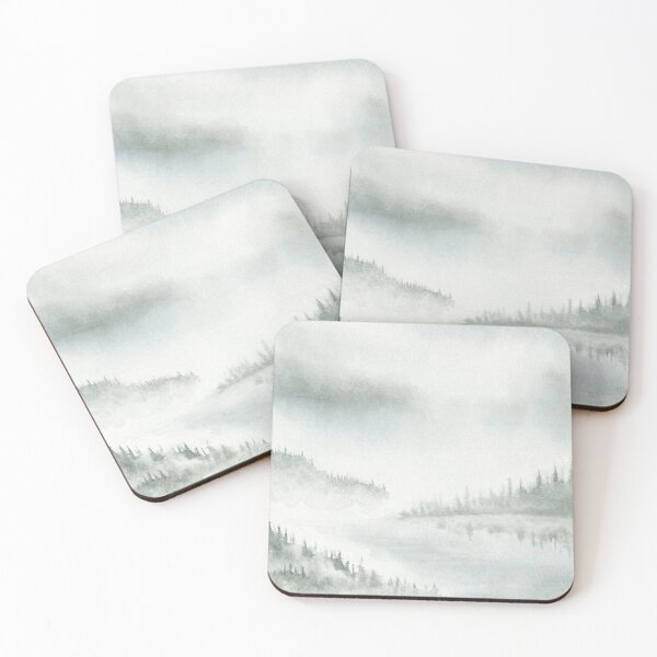 Item preview, Mystic forest and lake watercolor landscape designed and sold by EylianaPainting.