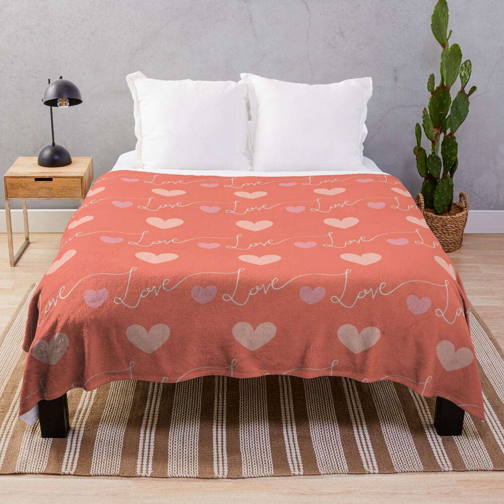 Cute Love Valentine's Day Pattern  Throw Blanket