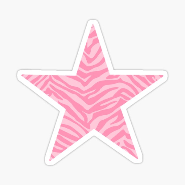 Pink Zebra Print Star Sticker
