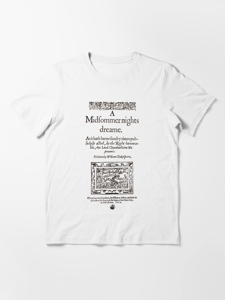 Thumbnail 2 of 7, Essential T-Shirt, Shakespeare A Midsummer Night's Dream Frontpiece - Simple Black Version designed and sold by Styled Vintage.