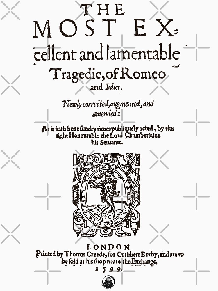 Thumbnail 7 of 7, Essential T-Shirt, Shakespeare Romeo & Juliet Frontpiece - Simple Black Text designed and sold by Styled Vintage.