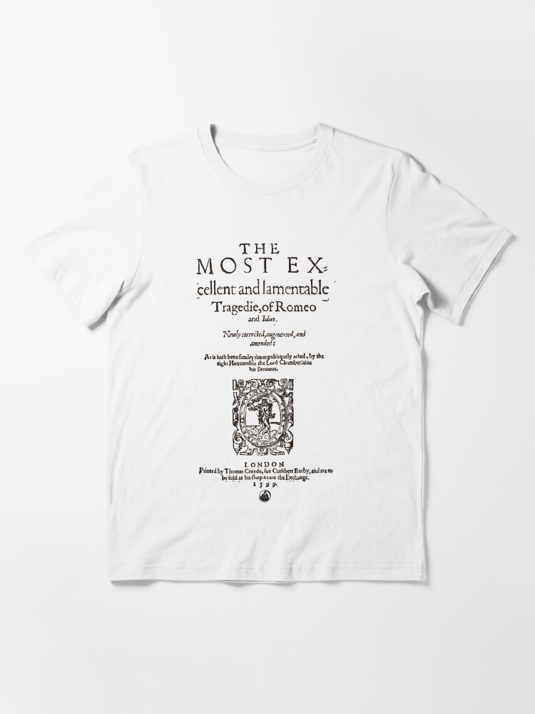 Alternate view of Shakespeare Romeo & Juliet Frontpiece - Simple Black Text Essential T-Shirt