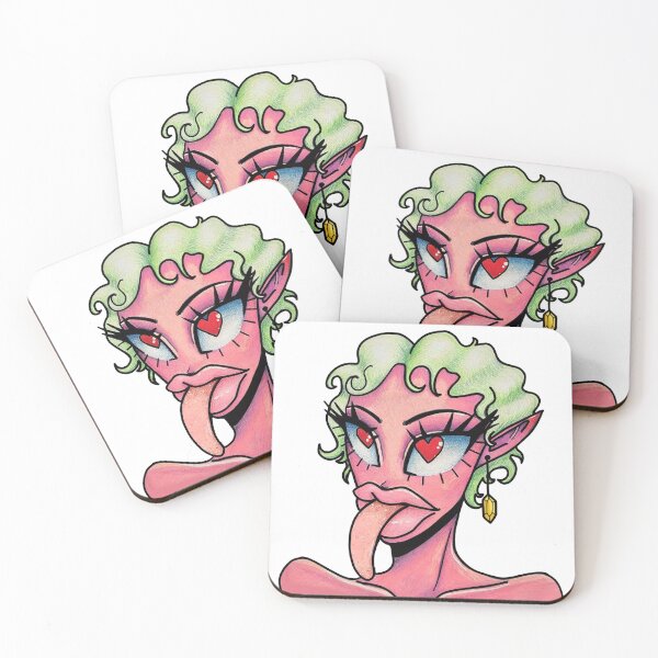 Item preview, Pink Alien Girl Sticking Tongue Out designed and sold by SeaMushrooms.