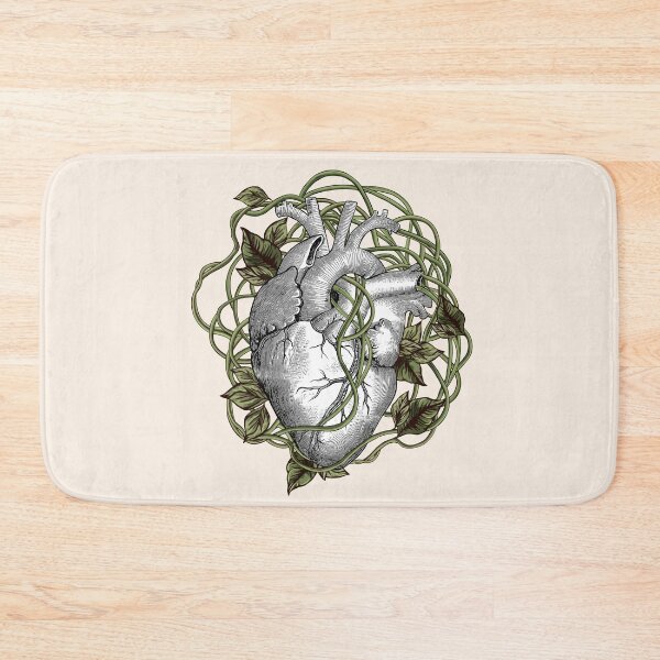 Item preview, Human heart illustration with leaves and plants, vintage effect designed and sold by Collagedream.