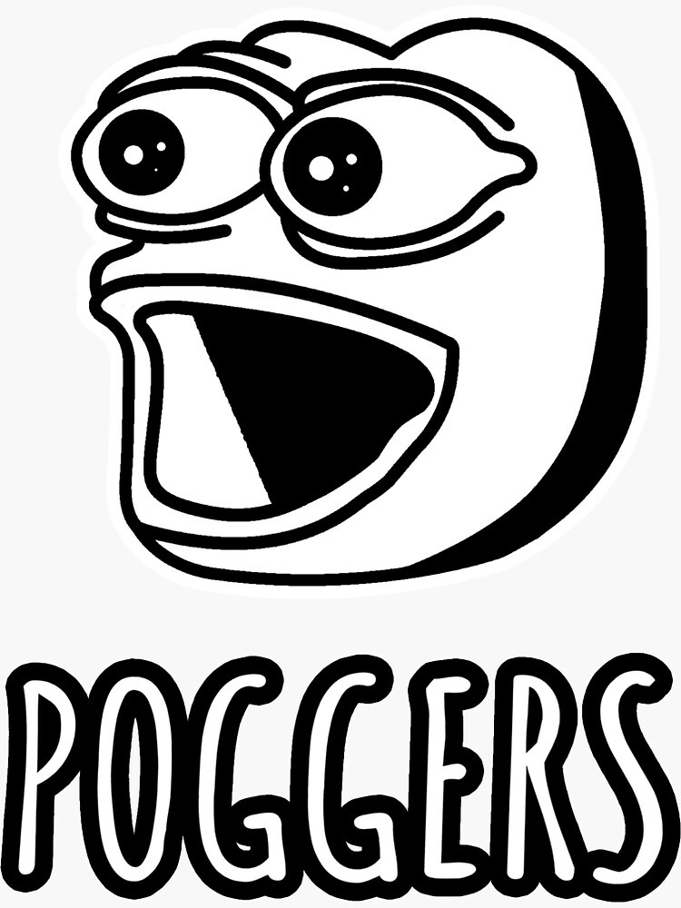 "Poggers Comfy Minimalist Poggers Twitch Emote TShirt" Sticker by