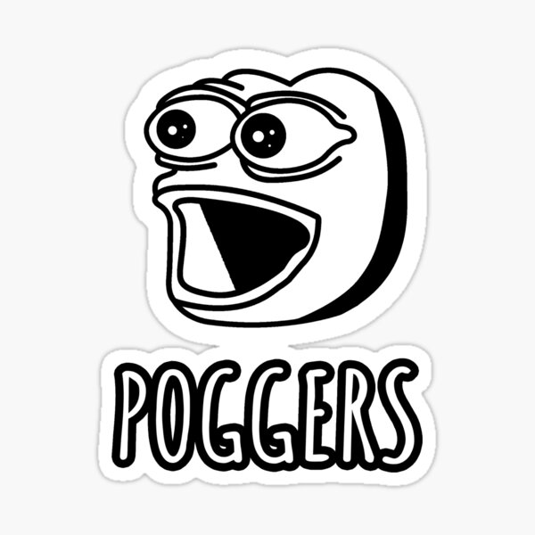"Poggers Comfy Minimalist Poggers Twitch Emote TShirt" Sticker by