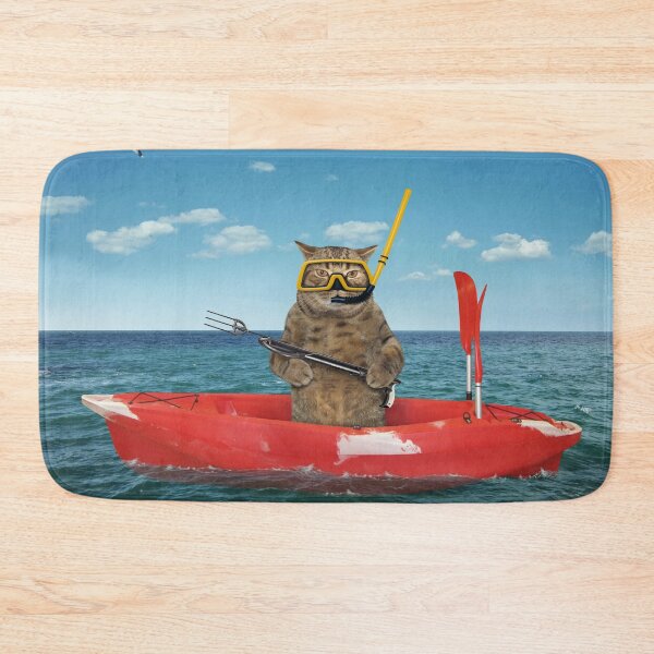 Item preview, Scuba cat on a boat in the ocean designed and sold by stuff-n-stuff.