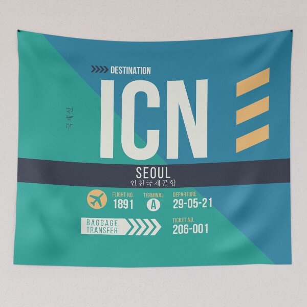 Item preview, Seoul (ICN) Airport Code Baggage Tag designed and sold by SLAG-Creative.
