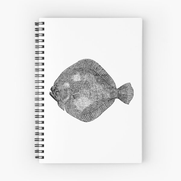 Item preview, Vintage Marine Turbot Flounder Fish Illustration Retro 1800s Black and White Image designed and sold by SilverSpiral.