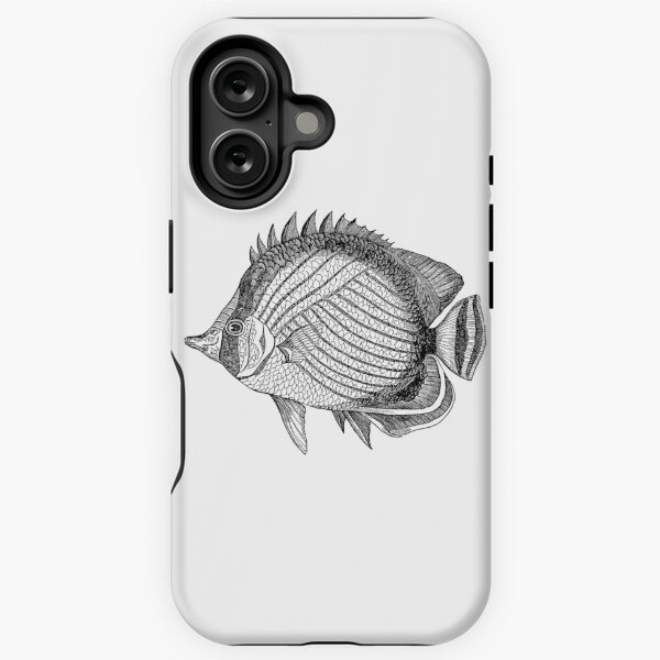 Item preview, Vintage Marine Wandering Chaetodon Fish Illustration Retro 1800s Black and White Image designed and sold by SilverSpiral.