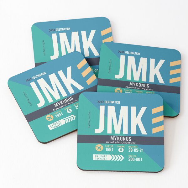 Item preview, Mykonos (JMK) Airport Code Baggage Tag designed and sold by SLAG-Creative.