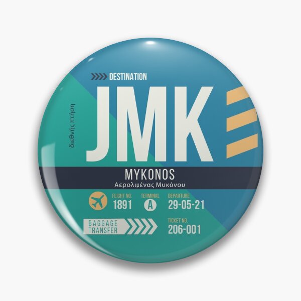 Item preview, Mykonos (JMK) Airport Code Baggage Tag designed and sold by SLAG-Creative.