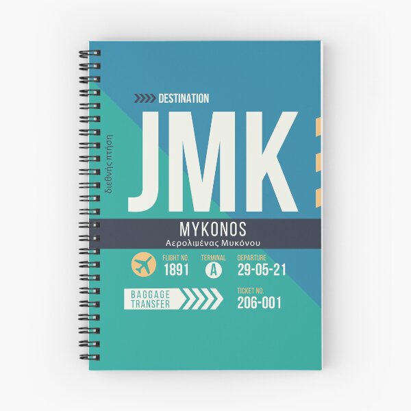 Item preview, Mykonos (JMK) Airport Code Baggage Tag designed and sold by SLAG-Creative.