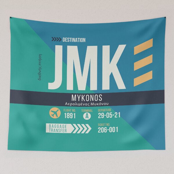 Item preview, Mykonos (JMK) Airport Code Baggage Tag designed and sold by SLAG-Creative.