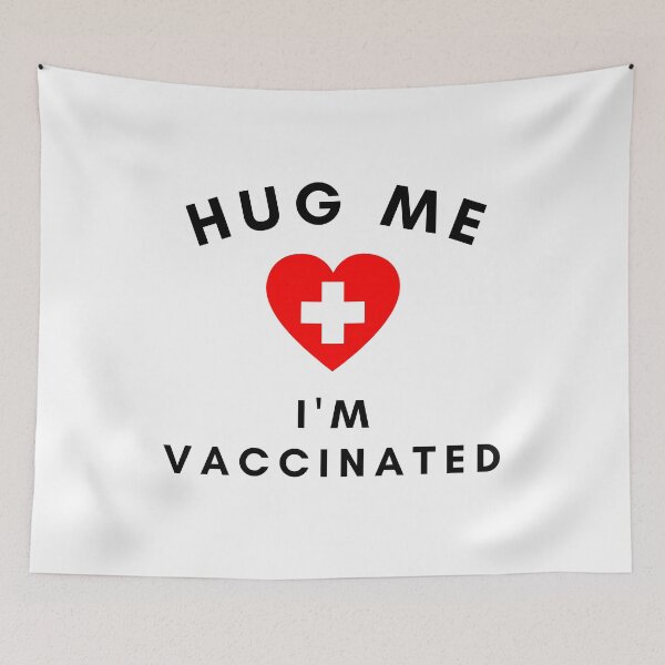 Item preview, Hug Me I'm Vaccinated Black Text Red Heart designed and sold by JEL-Designs.