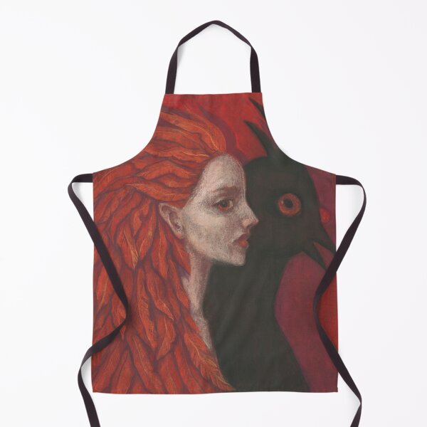 Item preview, Psychopomp, Redhead Woman, Black Bird, Surreal Fantasy Portrait, designed and sold by Julia Khoroshikh.