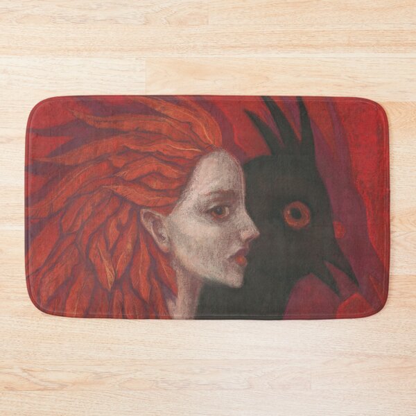 Item preview, Psychopomp, Redhead Woman, Black Bird, Surreal Fantasy Portrait,  designed and sold by Julia Khoroshikh.