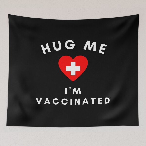 Item preview, Hug Me I'm Vaccinated White Text Red Heart designed and sold by JEL-Designs.