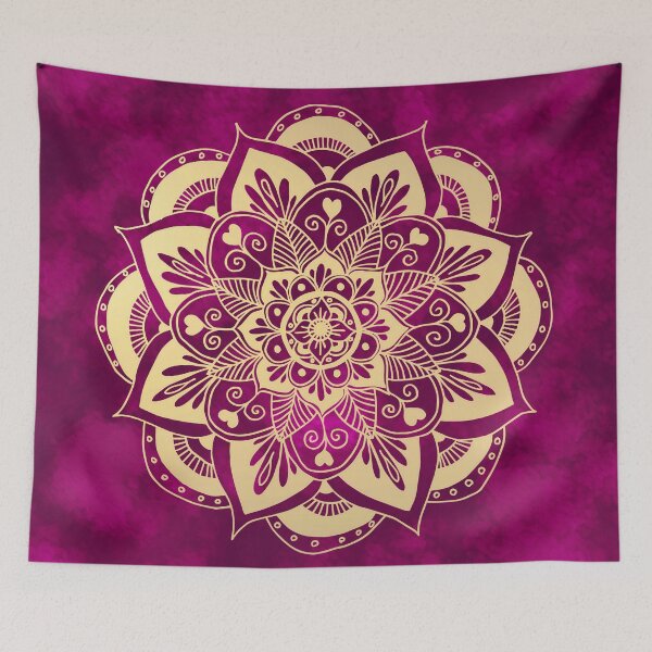 Item preview, Gold and Fuchsia Flower Mandala designed and sold by Julie Erin Designs.