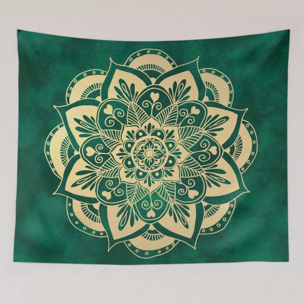 Item preview, Green and Gold Flower Mandala designed and sold by Julie Erin Designs.