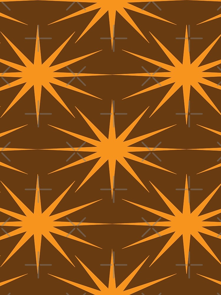 Mid-Century Modern Art | Starburst Orange Brown Scarf