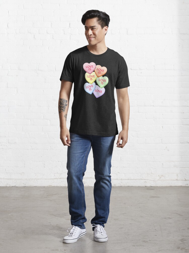 Alternate view of Love Is Love Gay Pride Candy Heart Valentine's Day Essential T-Shirt