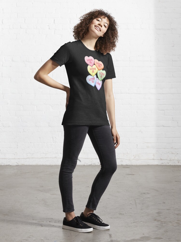 Alternate view of Love Is Love Gay Pride Candy Heart Valentine's Day Essential T-Shirt