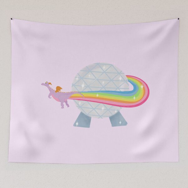 Item preview, Figment flying around epcot ball with rainbow designed and sold by Campbell Bryant.