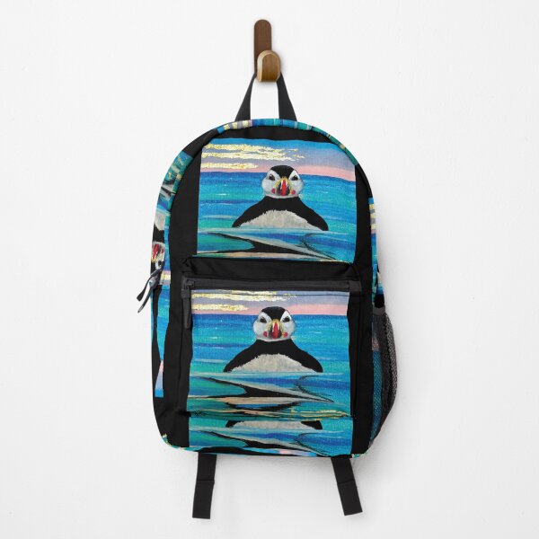 Item preview, puffin swimming with gold leaf detailing designed and sold by Clare Symington.