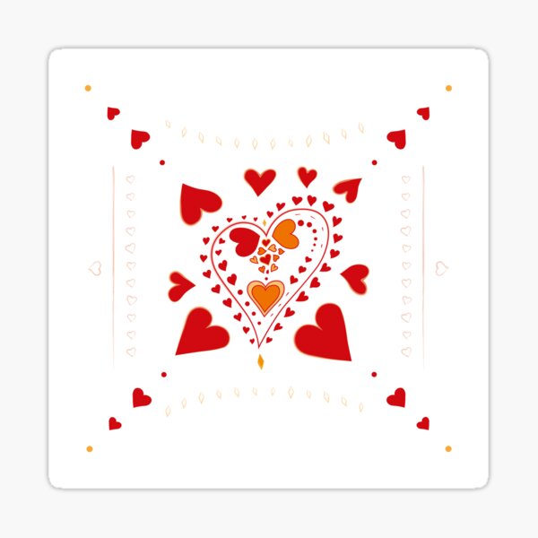 Red Hearts on White Sticker