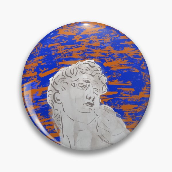 Item preview, Drawing of Michelangelo’s David with blue and orange background designed and sold by qlobba.